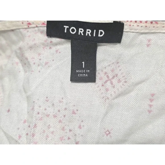 Torrid Boho White & Pink‎ Border Print Open Front Twill Jacket Plus Size 1X A001 - Picture 7 of 13